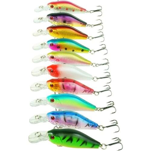 10 Pieces Rattling Crankbait Fishing Lures 7cm 8g Floating Diving Wobblers Crank Bait Artificial Hard Lure Minnow