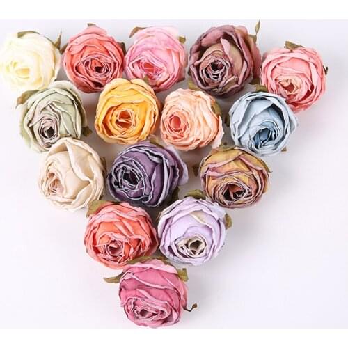5Pcs Silk Artificial Flowers Head Retro Rose Christmas Party Home Wedding Decoration Flowers For Decoration DIY Vase Accessories