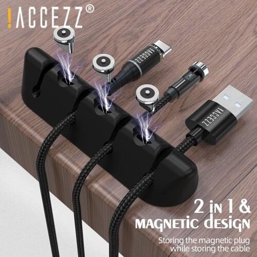 !ACCEZZ Cable Organizer Magnetic Plug Box Wire Management Clip Holder Silicone Flexible Winder For Mouse Earphone Accessories