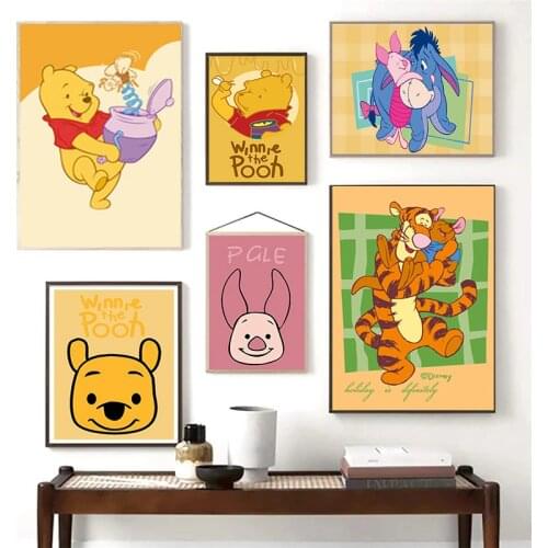 Anime Cute Winnie The Pooh Canvas Painting Disney Cartoon Posters and Prints Wall Art Pictures for Living Home Room Decoration