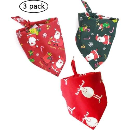 Pet Bandana 3 Pack Pet Holiday Christmas Adjustable Bibs Dog Bandanas Scarf Cute Kerchief Set Small Medium Large Pets
