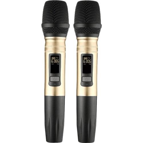 2Pcs/Set Ux2 Uhf Wireless Microphone System Handheld Led Mic Uhf Speaker With Portable Usb Receiver For Ktv Dj Speech Amplifier
