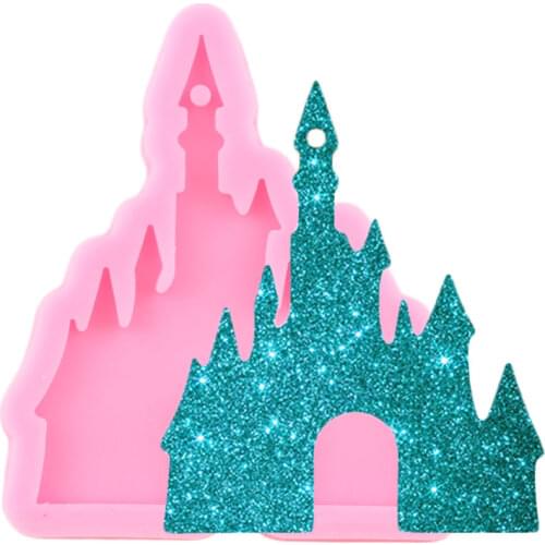 Shiny Glossy Castle Mould Silicone Epoxy Resin Jewellery Making Keychain Mold Pendant Polymer Clay Moulds
