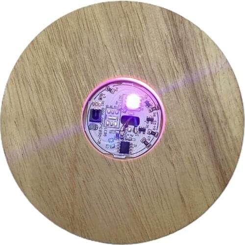 1 Piece Night Light Solid Wooden Luminous Base White and Warm Light Touch Control Lights Holder Accessories Round Shaped