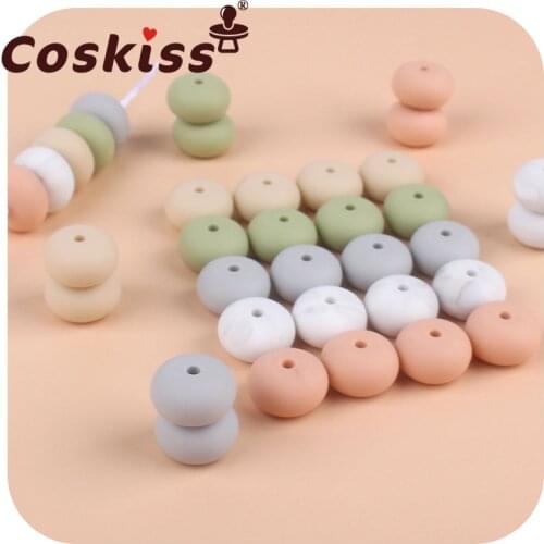 Coskiss 5pcs BPA Free 15MM Silicone Abacus Beads Teething Sensory Pacifier For DIY Infant Nursing Necklace Jewelry Gifts