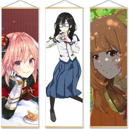 Home Decor Rising of the Shield Hero Canvas Pictures Poster Print Wall Art Japan Cartoon Wooden Scroll Hanging Painting Bedroom