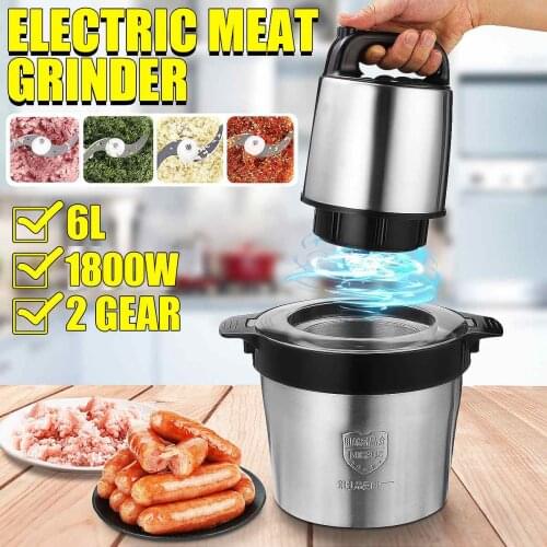 1800W 6L Meat Grinders Stainless Steel Electric Mincer Chopper 2Speed 4Blades Auto Food Mixer blender Kitchen Cooking Machine