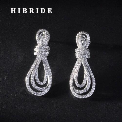 HIBRIDE Fashion Design Brilliant Unique Women Bridal Drop Earrings Accessories Brincos Jewelry Party Gifts E-934