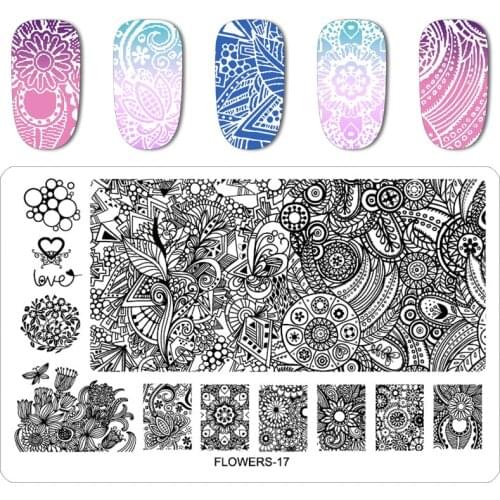 Kimcci Nail Art Stamping Plate Templates Stencils Assorted Designs DIY Image Acrylic Lace Flower Animal 16.3*10.3cm