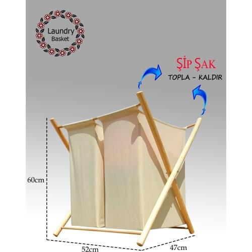 Laundry Basket-Folding Wood-With Double-Multi Purpose Basket-Dirty Laundry Basket