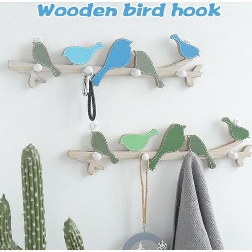 Creatives Wooden Bird Coat Hook Pastoral Wall Mounted Hanger Decorative For Livingroom Bedroom Для Дома Ключница На Стену