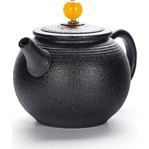 Kungfu tea set black pottery teapot frosted Zen style handmade mini teapot tea maker single tea ceremony maker pot teaware
