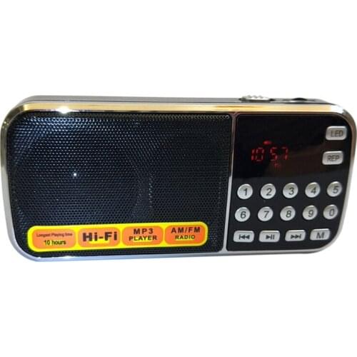 L-088AM Dual Band Rechargeable Portable Mini Pocket Digital Auto Scan AM FM Radio Receiver with MP3 Music o Player Speaker