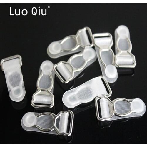 Luo Qiu 12mm silver Metal+tranparent PP 20pcs / lot high quality nickel plated alloy suspender clip garter belt clip