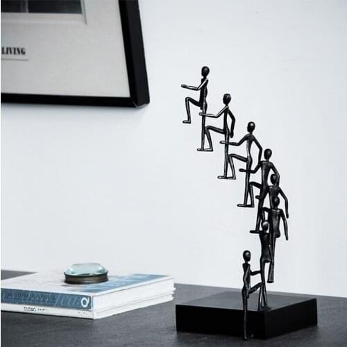 Metal Black Abstract Ghosting Character Figurines for Interior Nordic Statues Trinkets Sculpture Home Decoration Accessories