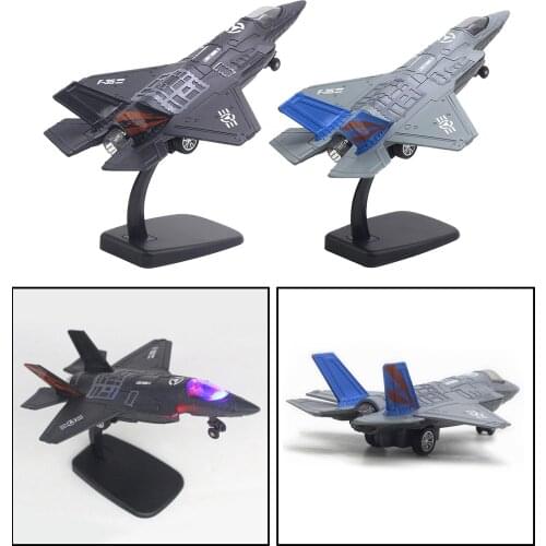 Metal Pull Back LED Light & Sound Aircraft American Fighter Plane Toys