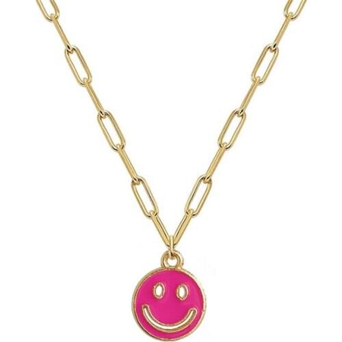 Fashion Simile Face Pendant Necklace for Women Hip Hop Alloy Link Chain Chokers Necklace Punk Trend Jewelry Best Gift For Girl