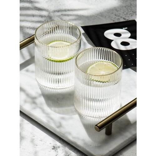 Nordic Bathroom Accessories Set Gold Inlay Glass Mouthwash Cup Vertical Stripe Toothbrush Holder gobelet salle de bain badkamer