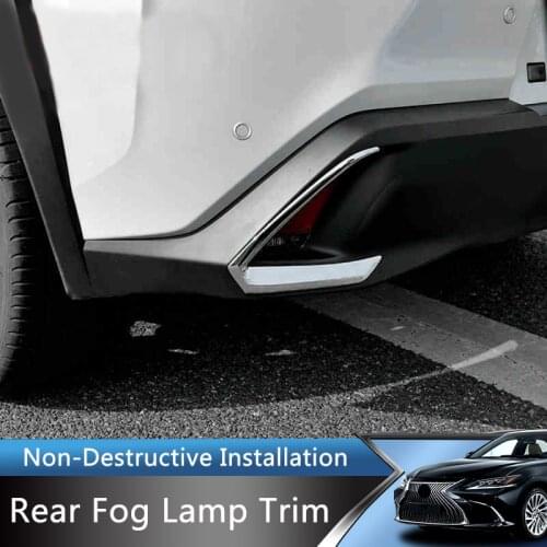 QHCP Rear Fog Light Frame Cover Trims Strip Fog Lamp Decorative Sticker ABS Chrome For Lexus UX 200 260H 2019 Exterior Accessory