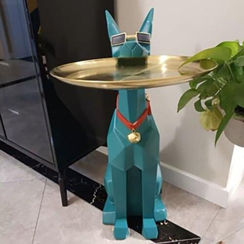 Nordic Home Decor Doberman Dog Ornaments Indoors Ground Large Sized Sculpture Ornament With Storage Tray Storage Of Small Items