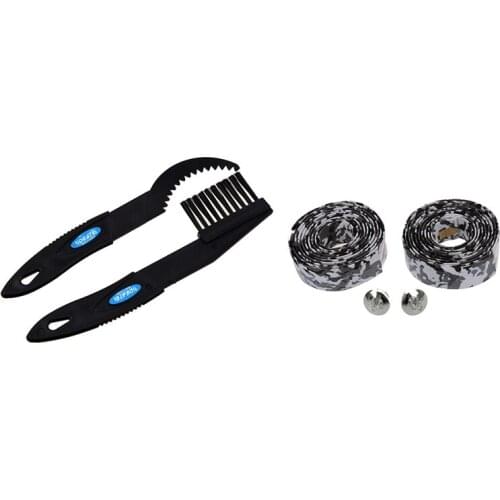 NEW-1 Pcs Folding Bike Chain Crankset Cleaning Tool Brush Set & 1 Pair Road Bike / Bicycle Cork Handlebar Tape / Wrap