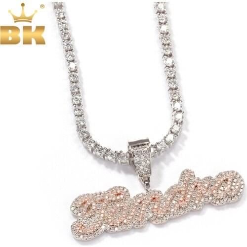 The Bling King Small Size Bubble Initial Letter with Buckle Combination Words Name Two Colors Pendant Jewelry Christmas Gifts