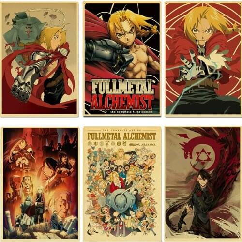 Anime Posters Fullmetal Alchemist Retro Poster Canvas Painting Wall Posters Wall Art Home Decor Photos for Childrens Room Decor