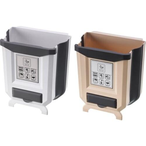 9L Kitchen Hanging FoldableTrash Can Rubbish Bag Storage Box Household Cleaning Tools Car And Kitchen Accessories K0AB