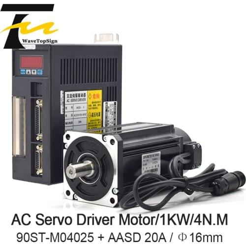 WaveTopSign Servo Motor Driver 1000W 4N.MAC Servo Motor 90ST-M04025+AC Servo Motor Driver 220V AASD 20A for Engraver And Cutting