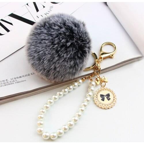 Fake Rabbit Fur Ball KeyChain Pompom Key Chain Pom Pom Key Rings Ballet Angel Girl Fourrure Women Bag Jewelry