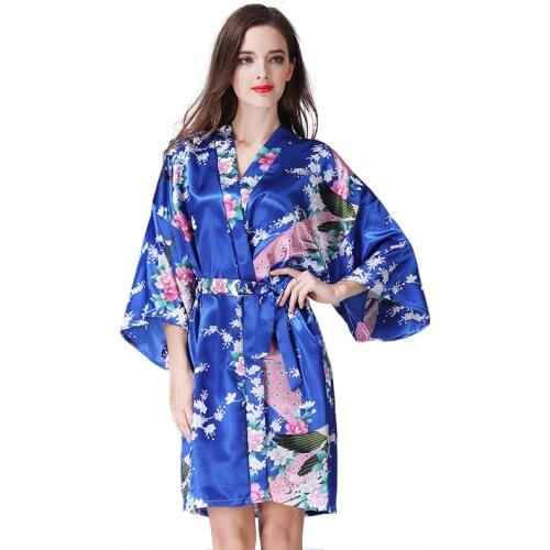 Bride Bridal Wedding Robe Dress Gown Women Print Flower Kimono Geisha Nightgown Short Sexy Nightwear Bathrobe Sleepwear S-XXXL