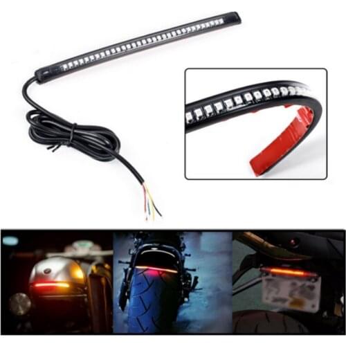 Motorcycle Light Bar Strip Tail Brake Stop Turn Signal License Plate Light Integrated 3528 SMD 33/48 LED Red Amber Color