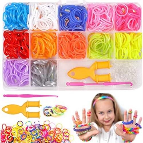 15 Grid loom rubber bands bracelet rainbow rubber loom bands make woven bracelet DIY toys Christmas Gift for kids or hair