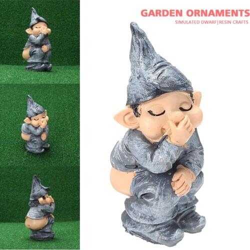 1pc Outdoor Yard Garden Funny Resin Naughty Gnome Statue Decoration Craft Beautiful Gnome Figurine Home Decor