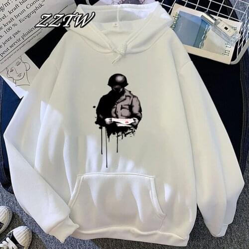 Hooded Women War Letter Graphic Hoodie Sweatshirt Summer Oversized Long Sleeve Female crewneck sweatshirt korean tops