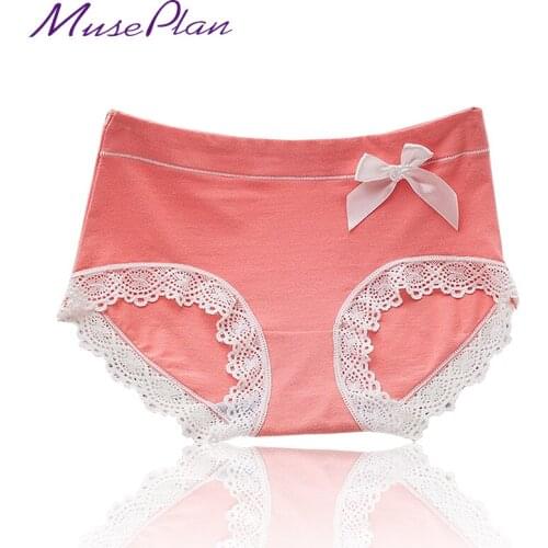 Women quality sexy panties, womens plus underwear Hot sale Cotton with Lace Side quality seamless sexy mid waist