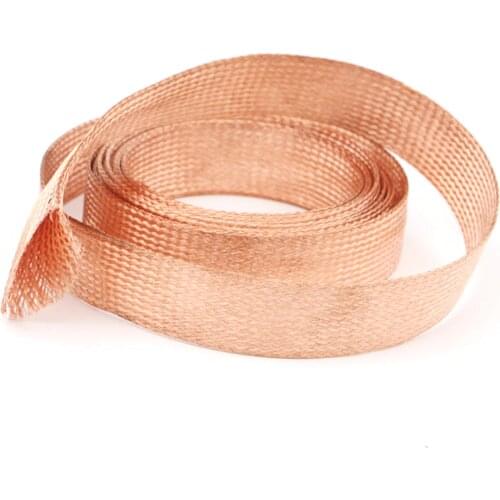 1m 15mm Flat Tinned Copper Braid Sleeve Screening Tubular Cable DIY