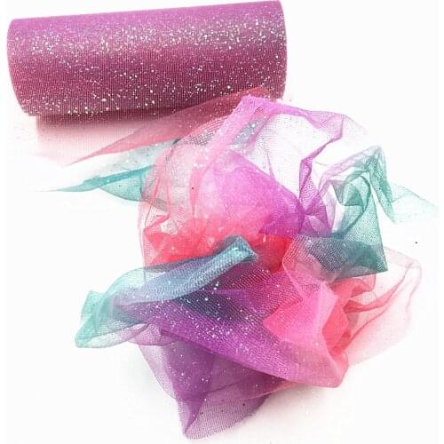 10Y Rainbow Glitter Tulle Rolls for Table Runner Chair Sash Bow Tutu Skirt Wedding Party Gift Ribbon Unicorn Birthday Decoration