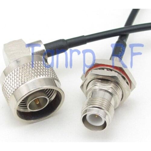 10pcs 6in RP-TNC female (male pin) to N male right angle RF connector adapter 15CM Pigtail coaxial jumper cable RG174 extension