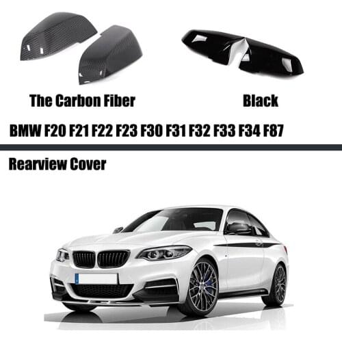 For BMW F20 F21 F22 F23 F30 F31 F32 F33 F34 F87 2pcs Horn Rearview Carbon Fiber Pattern Mirror Cover Caps Shell Accessories