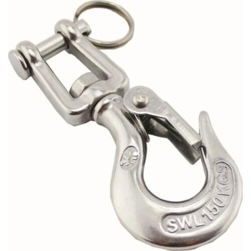 2 Pcs Marine Jaw Type Swivel Crane Hook with Safety Load Limit of 150-1500Kg Marine Boat 304 Stainless Steel