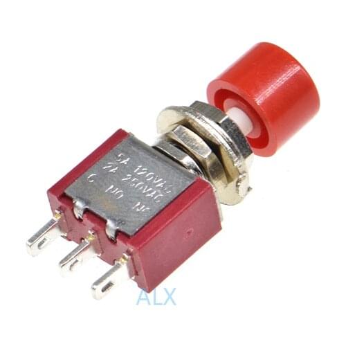 2PCS PS-102 3pin Momentary Red Push Button Switch self-reset type PS-102 DS612 1NO 1NC