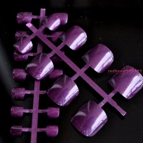 24pcs Beautiful Artificial False Toe Nail Tips Polish UV Gel Acrylic Nail Art deep purple #N0100t