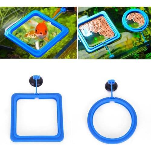 Aquarium Floating Fish Feeder Feeding Ring Suspension Circle Round Square Feeder With Sucker fish tank Accessories