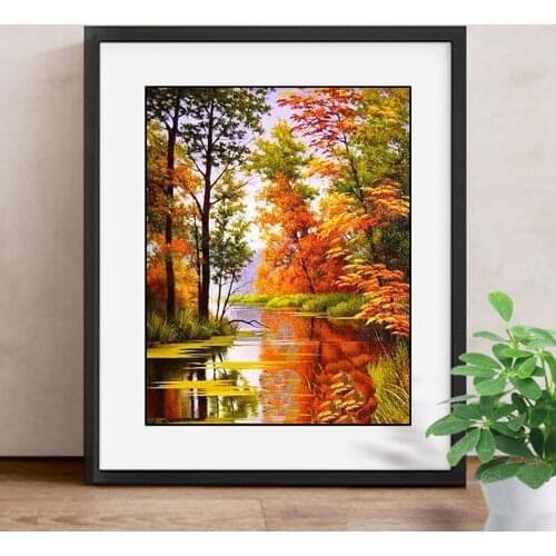 Diamond Painting Full Square Diamond Mosaic Landscape Resin Drill 5D Diamond Embroidery Sale Autumn Scenery Factory Direct