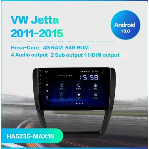 10.2" Android 10.0 Car Radio for Volkswagen Jetta 2011 2012 2013 2014 2015 Multimedia GPS Navigation DSP IPS Screen 4GB+64GB