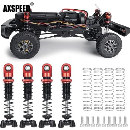 AXSPEED 4Pcs Aluminum Alloy Spring Front Rear Adjustable Oil Shock Absorber Damper Suspension for Kyosho Jimny 1/18 RC Car Parts