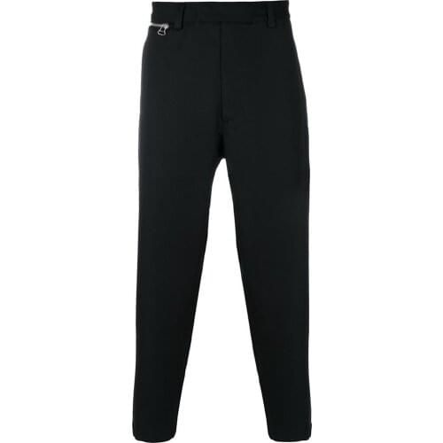 Mens new casual large size fashion designers casual pants zipper splicing design simple urban youth nine cent pants