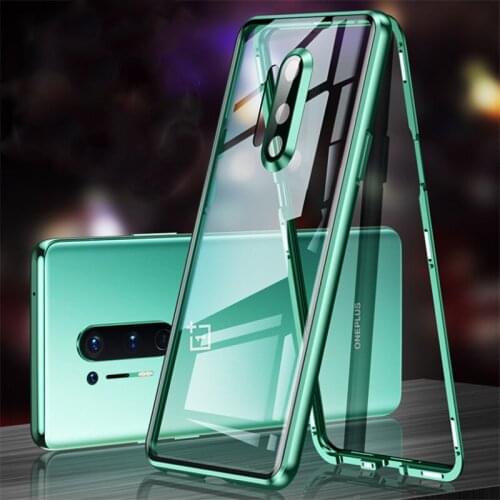 Oneplus 8 Pro Case Metal Frame Magnet Aluminum Bumper double side Glass full Protect Cover for Oneplus 8 pro Phone Case