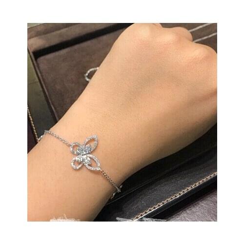 Pure 925 Sterling Silver butterfly bracelet for women fashion Cubic Zircon butterfly bracelet luxurybrand women Jewelry